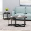 Modern Industrial Fir Wood Nested Coffee Table Set, Black+Silver | Aosom.com in Industrial 3-Piece Coffee Table Set, Fir Wood Tops With Nesting Metal Frames
