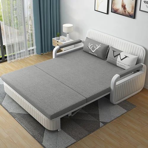 Modern Light Gray Convertible Sleeper Sofa Bed Cotton & Linen ... in Unlock Small Space Living The Smart Sleeper Sofa Guide