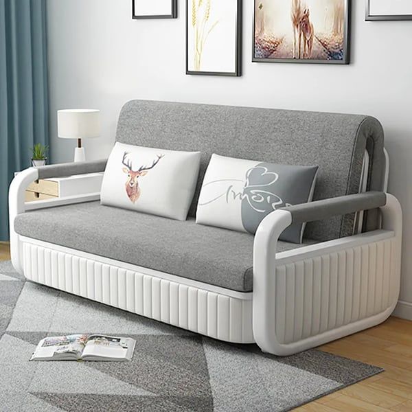 Modern Light Gray Convertible Sleeper Sofa Bed Cotton & Linen ... with regard to Modern Convertible Sleeper Sofa Bed Cotton & Linen Upholstery With Storage, Light Gray, 62.2"W X 32.3"D X 35"H