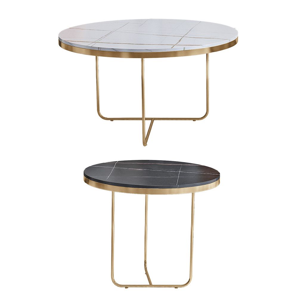Modern Nesting Coffee Table Set 2-Piece Black And White Stone Top Gold ... throughout Nested Mirror Tables With A Modern Design, 2-Piece Set