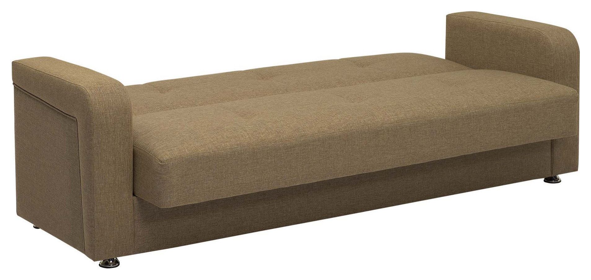 Modern Sleeper Sofa, Buttonless Tufted Back - Contemporary - Sleeper Sofas - By Decorn | Houzz pertaining to Modern Sleeper Sofa With Buttonless Tufted Back & Click-Clack Storage, Grey Chenille/Black Leatherette
