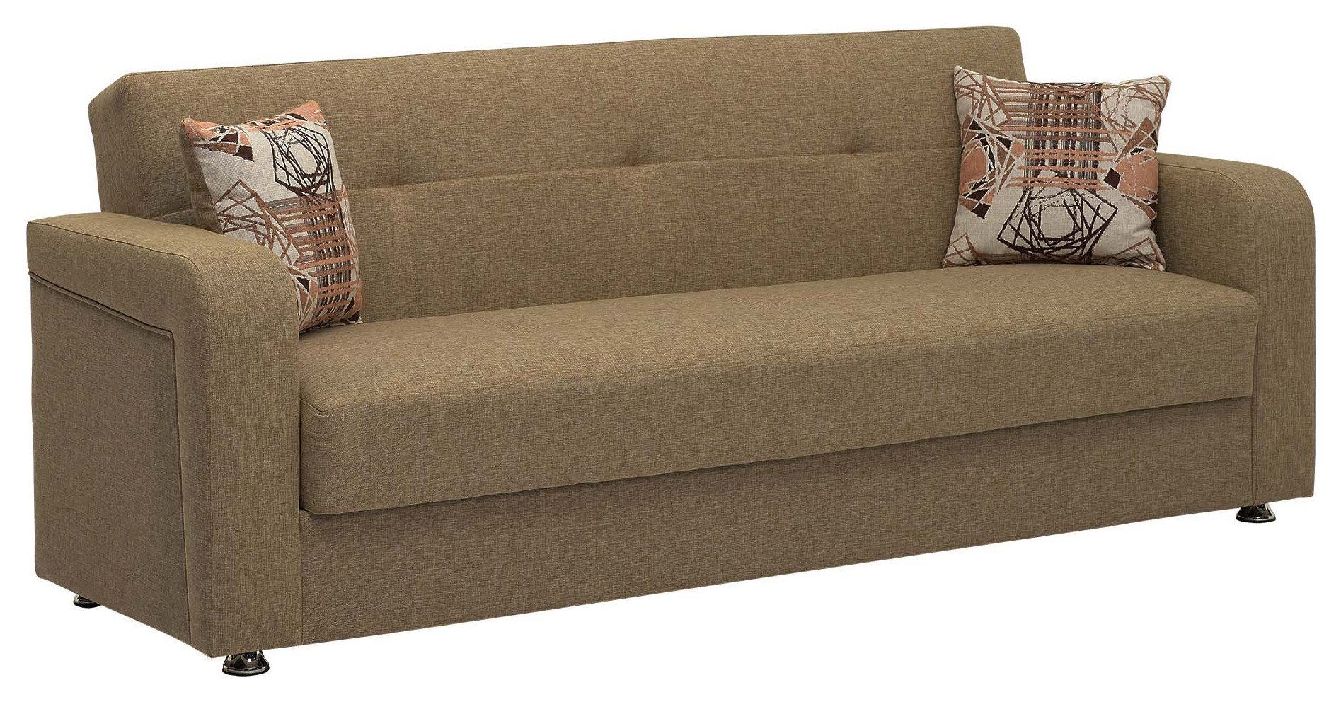 Modern Sleeper Sofa, Buttonless Tufted Back - Contemporary - Sleeper Sofas - By Decorn | Houzz with regard to Modern Sleeper Sofa With Buttonless Tufted Back & Click-Clack Storage, Grey Chenille/Black Leatherette