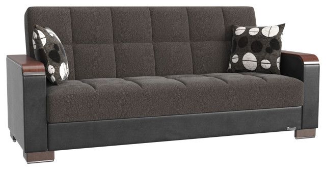 Modern Sleeper Sofa, Wood Accented Arms - Contemporary - Futons - By Declusia | Houzz inside Understanding the Click-Clack Mechanism on Modern Sleeper Sofas