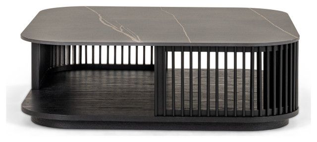 Modrest Chip Modern Black Ceramic + Black Ash Square Coffee Table ... in From Concept to Comfort The Modrest Schiff Marble Coffee Table Story
