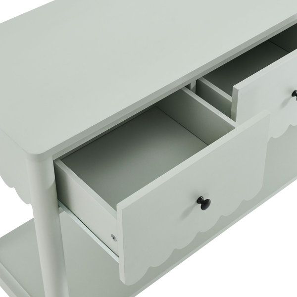 Modway Emmeline 3-Drawer Scalloped Console Table | Wayfair with Emmeline 3-Drawer Scalloped Console Table, White