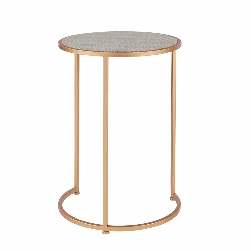 New Pacific Direct Anza Round Faux Shagreen Nesting End Table In Gray ... pertaining to Anza Faux Shagreen Nesting Coffee Table Set Of 2 - Chronicle Gray