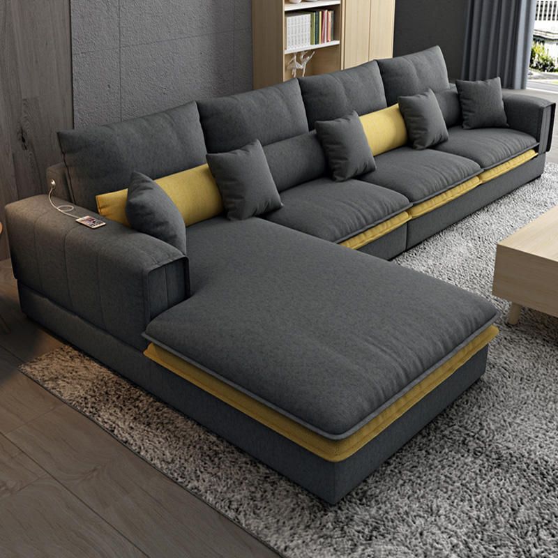 Nordic Luxury Technology Fabric Corner Living Room Sofa Set Furniture ... with Sofa Bed, Blue, 36", Blue, 72