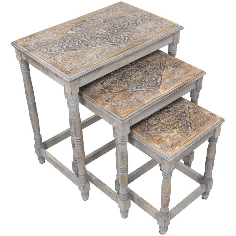 Northlight Solid Wood Nesting Tables | Wayfair with regard to Alanna Light Brown Solid Wood Square Nesting Tables