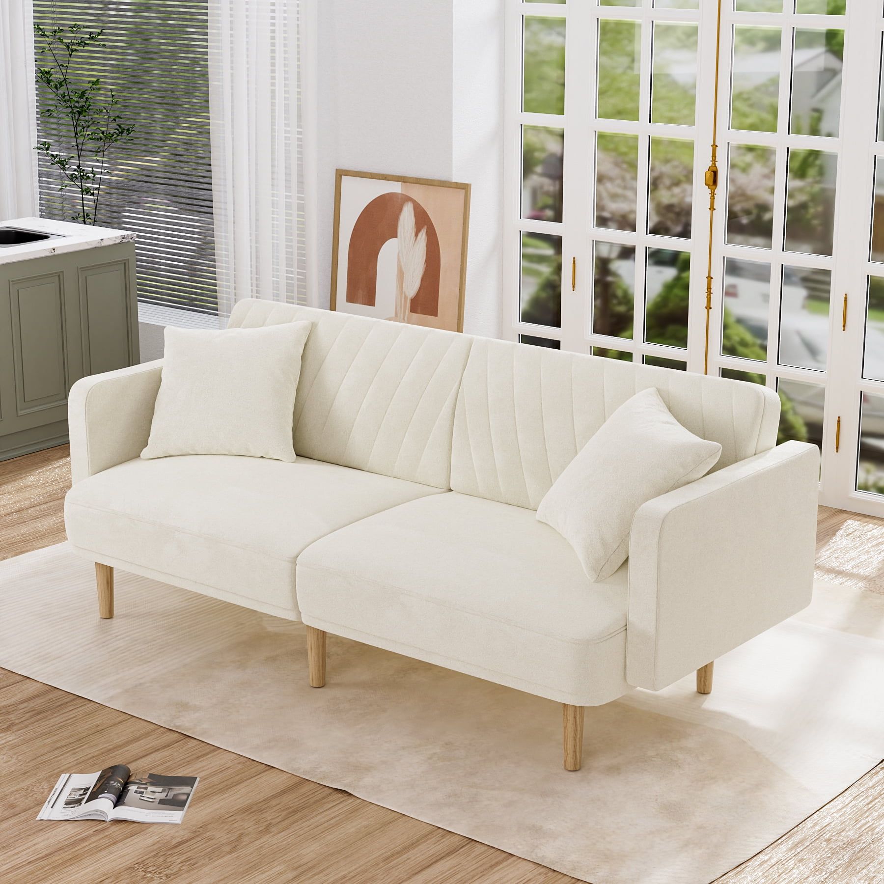 Ouyessir Velvet Futon Sofa Bed,Modern Convertible Futon Couch With 2 ... in Finding Your Ideal Lounging Spot Velvet Futon Features That Matter