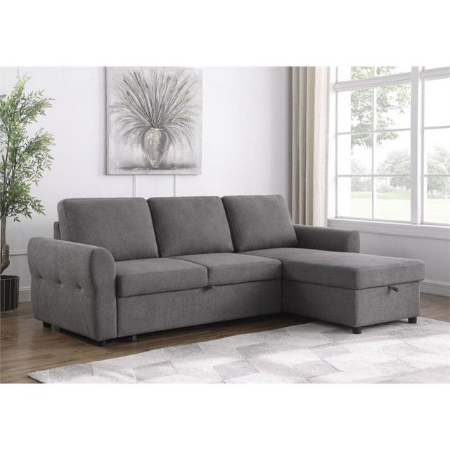 Pemberly Row Contemporary Fabric Upholstered Sleeper Sectional Gray ... intended for Pemberly Row Contemporary Fabric Upholstered Sleeper Sectional Gray