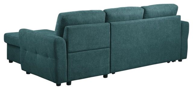 Pemberly Row Contemporary Fabric Upholstered Sleeper Sectional Teal ... in Pemberly Row Contemporary Fabric Upholstered Sleeper Sectional Gray