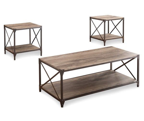 Real Living Rustic Metal & Wood 3-Piece Occasional Table Set - Big Lots ... intended for Understanding the Kendall Occasional Table Set A Comprehensive Guide
