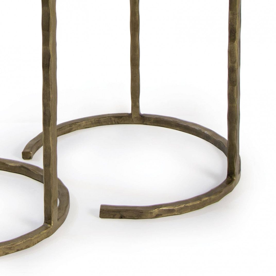 Regina Andrew Bone Veneer Nesting Table (Brass) | Gracious Style with Bone Veneer Nesting Table, Brass, 2-Piece Set