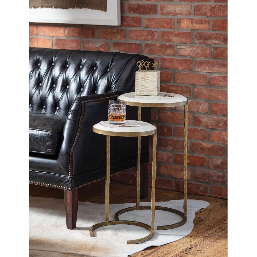 Regina Andrew Bone Veneer Nesting Table (Brass) | Gracious Style with regard to Bone Veneer Nesting Table, Brass, 2-Piece Set