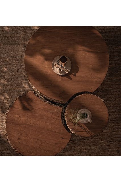 Round Abaca Coffee Table Set (3) | Dbodhi Knut - Tropical - Coffee ... with Integrating Natural Textures with a 3-Piece Abaca Coffee Table
