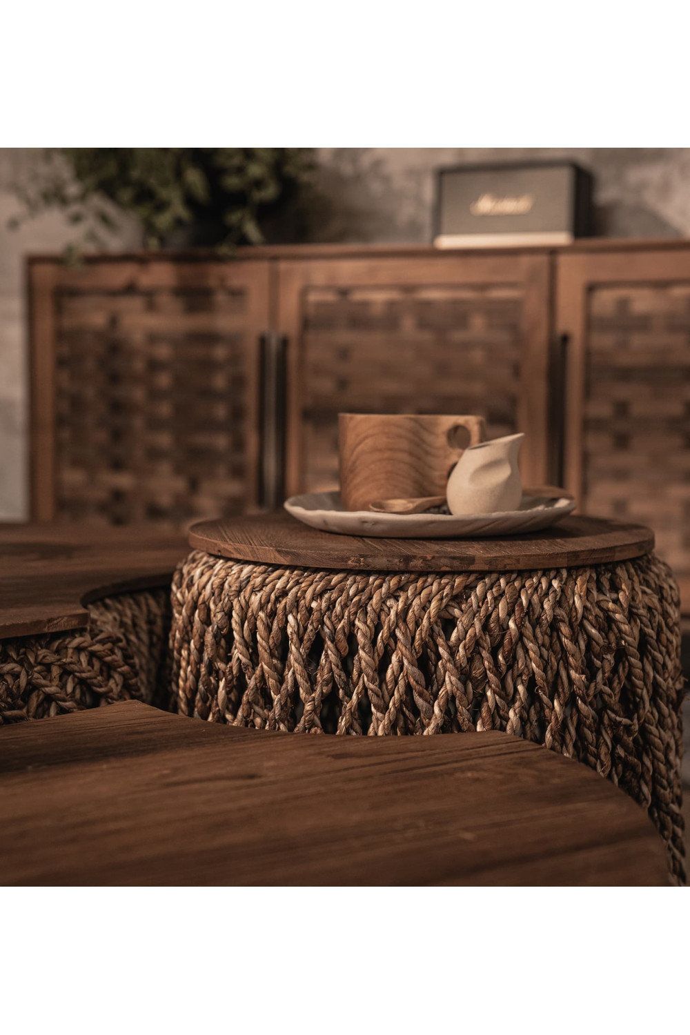 Round Abaca Coffee Table Set (3) | Dbodhi Knut - Tropical - Coffee ... within Round Abaca Coffee Table Set (3)