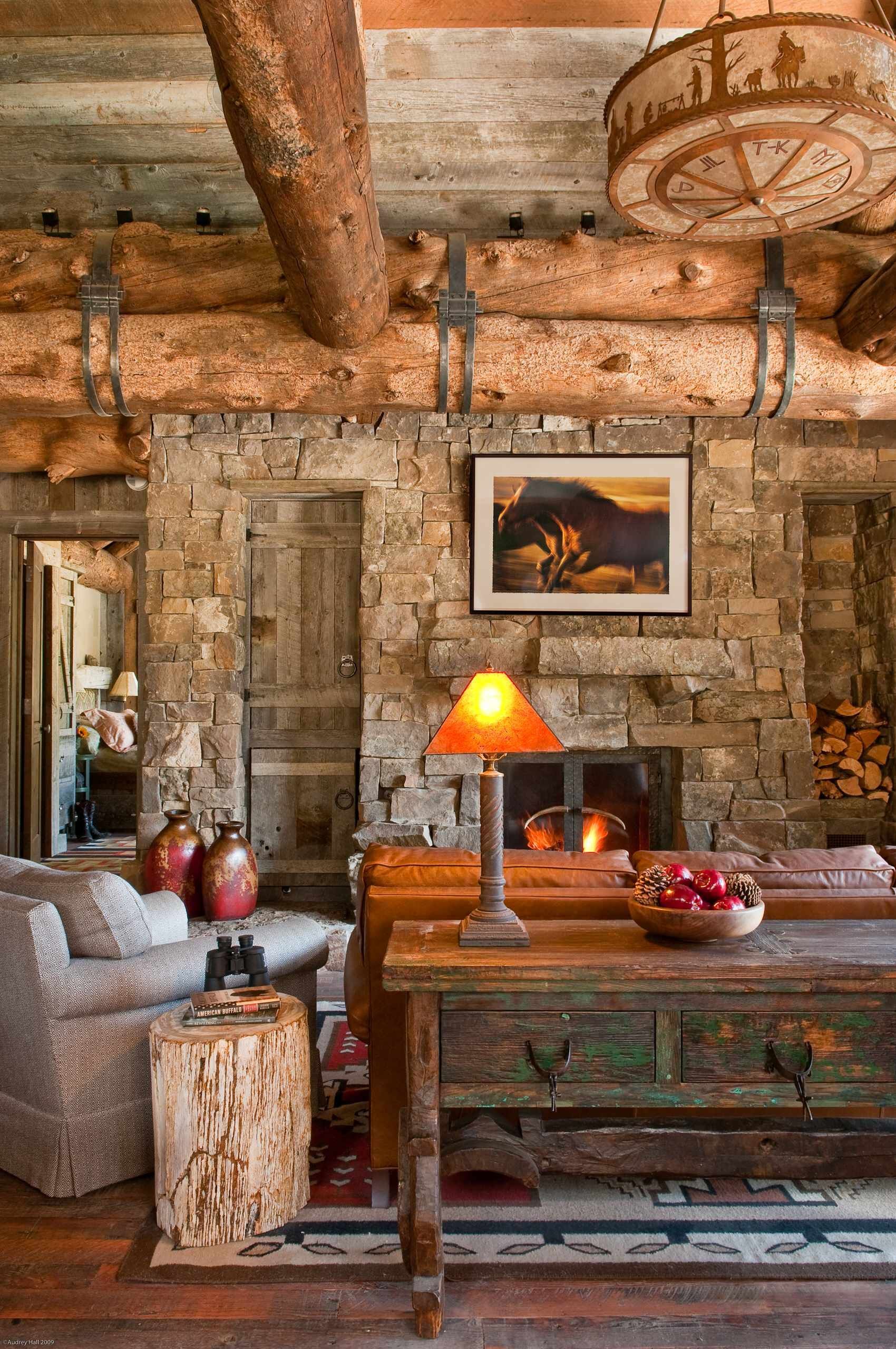 Rustic Camp Cabin Big Sky Montana [1700X2560] | Living Room Decor ... regarding Rustic Pine Console Table, French Country Style With 3 Spacious Drawers