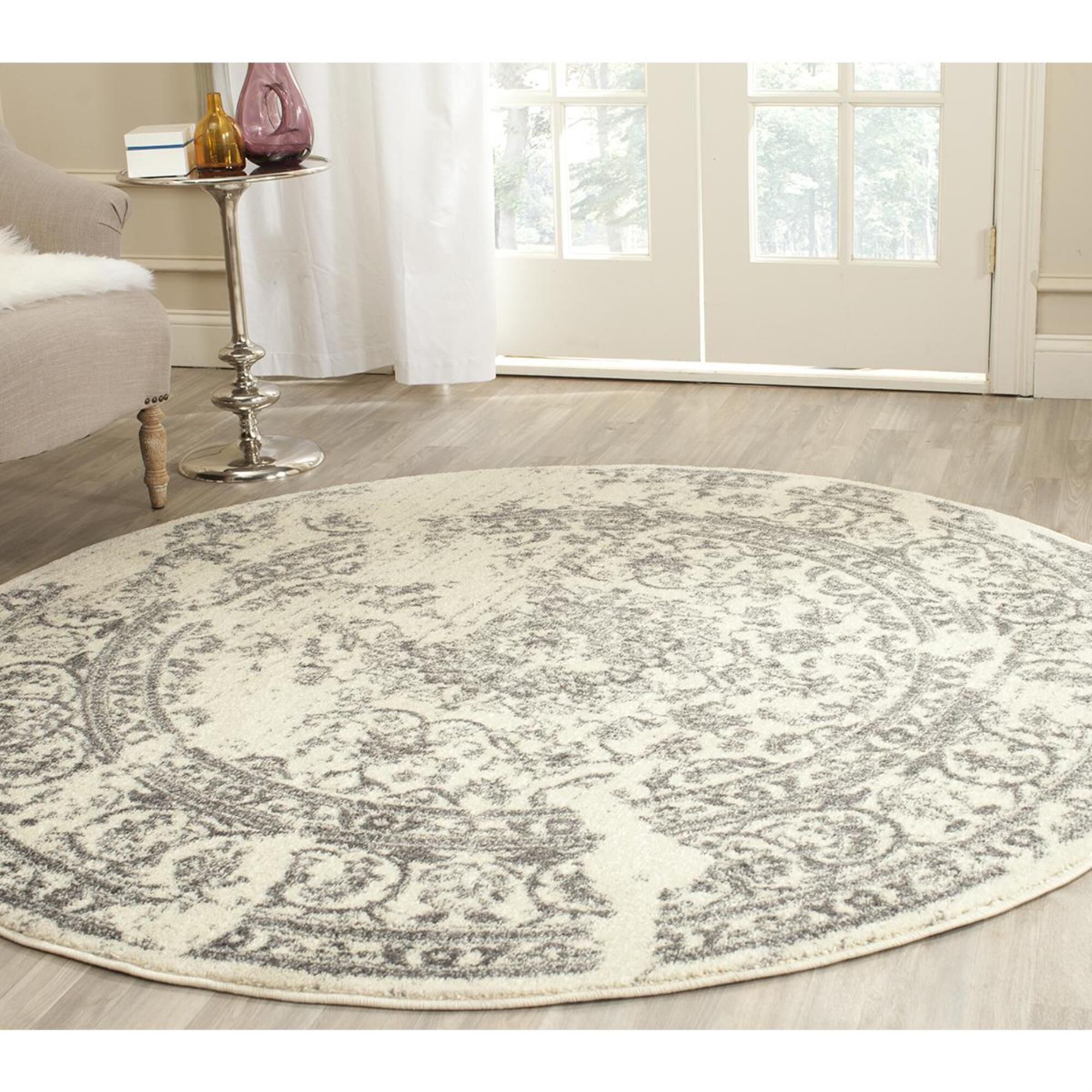 Safavieh Adirondack Adr101B-10R 10' X 10' Ivory/Silver Round Rug | Nfm | Area Rugs, Round Area ... throughout Adirondack, Ivory / Silver, 3' X 5', Area Rug, Adr101B-3