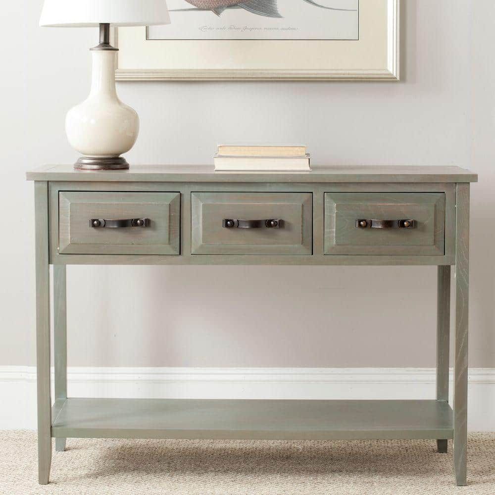 Safavieh Aiden 43 In. 3-Drawer Gray Wood Console Table Amh6502B - The ... within Aiden 3 Drawer Console Table, Amh6502B