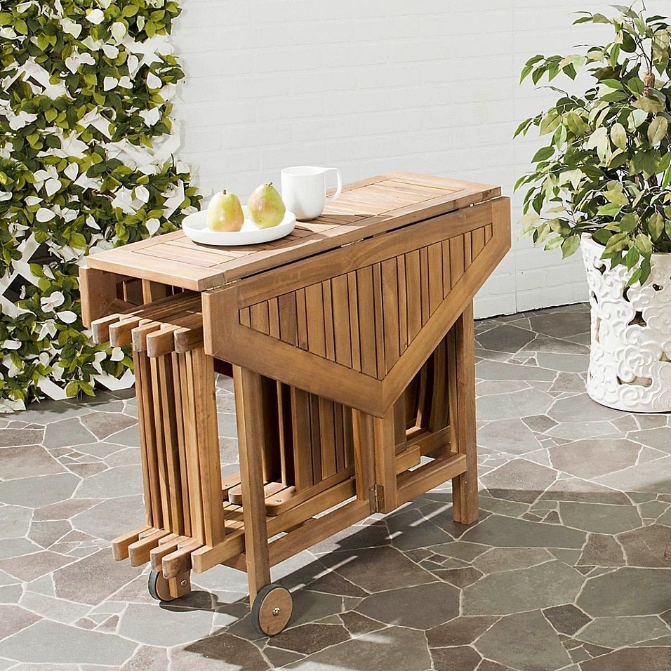 Safavieh Kerman 5-Piece Outdoor Dining Set In Teak | Garden Table And Chairs Wooden throughout Designing with the Safavieh Kerman 5-Piece Set Indoor-Outdoor Versatility