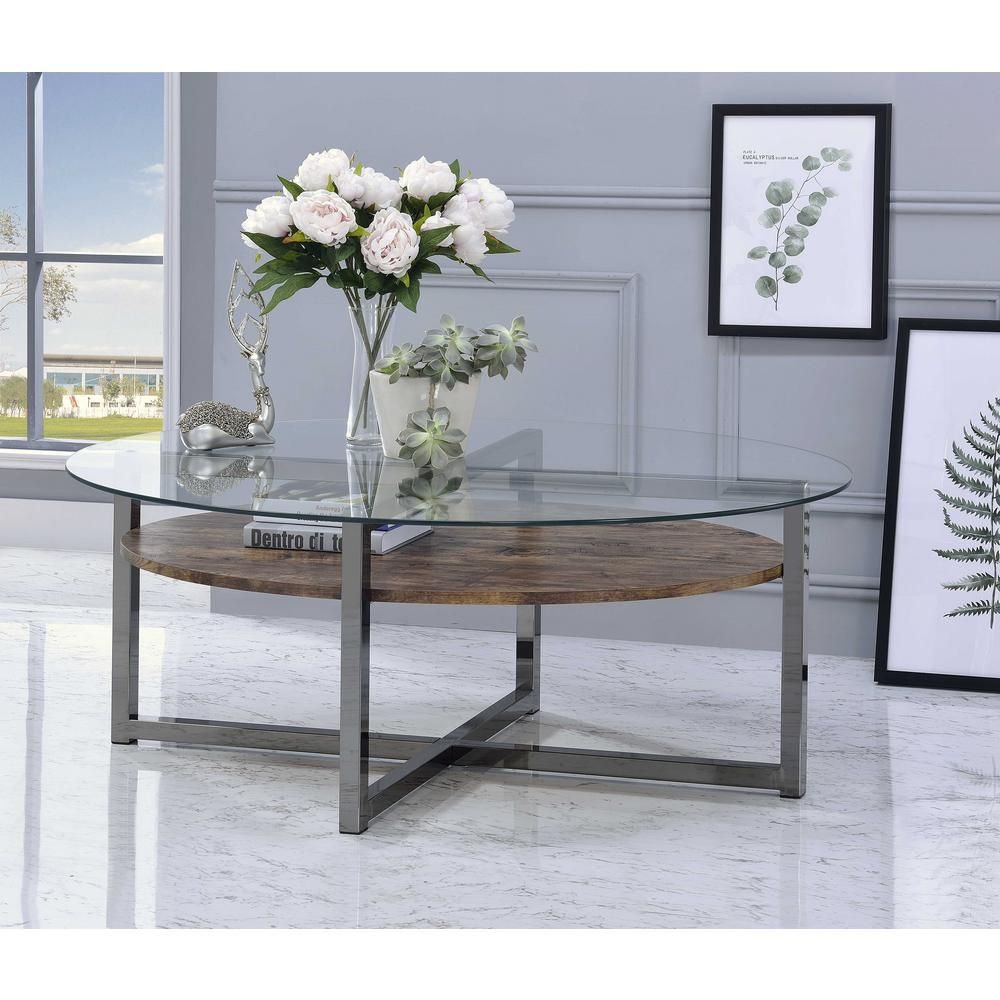 Safavieh Mansel Light Oak/Black Retro Mid Century Round Coffee Table ... throughout Isiah Coffee Table, Black Nickel And Clear Glass