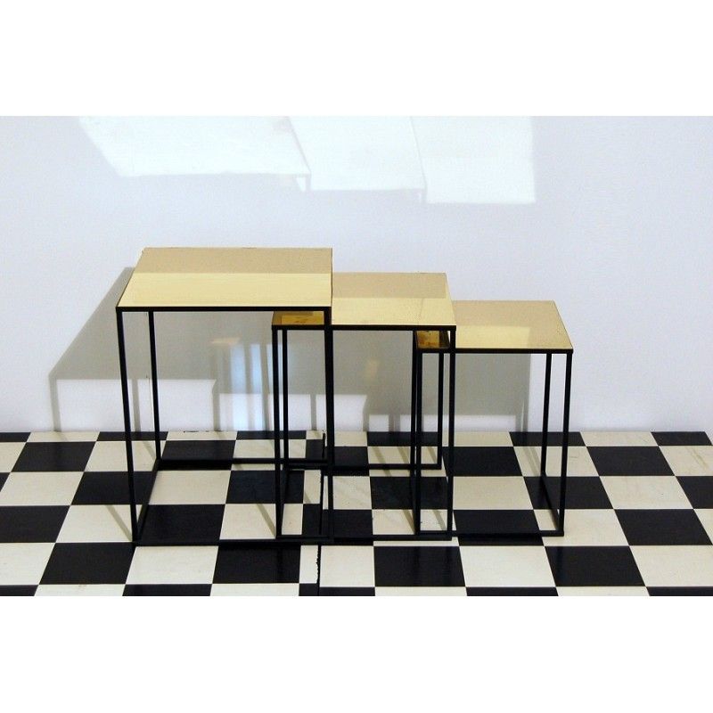 Set Of 3 Coffee Tables Art. 1086 - Brass Top - Metal with regard to Neo Coffee Tables, Set Of 3 Antique Brass