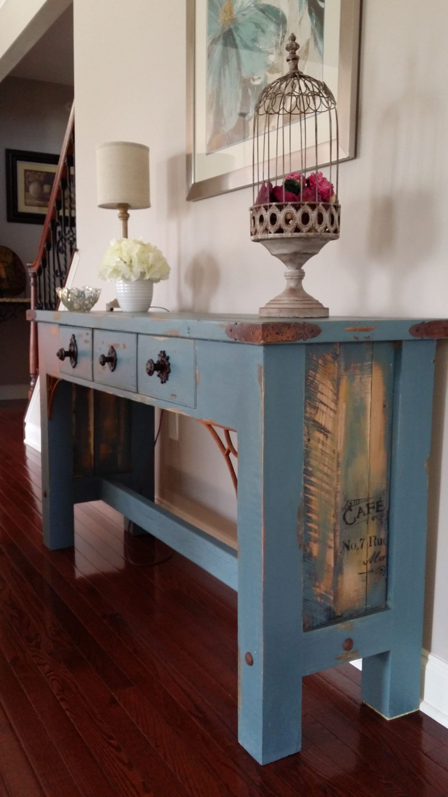 Shabby Chic Rustic Entry/Foyer Table. Made With 2X4S (Top), 4X4 Deck ... regarding Finding the Perfect Shabby Chic Entryway Table for Your Home Style