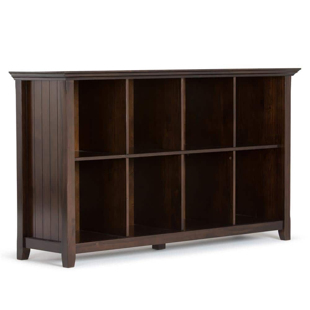 Simpli Home Acadian Solid Wood 57 In. Wide Transitional 8 Cube Storage ... regarding Amherst Solid Wood 8 Cube Storage Sofa Table, Hickory Brown