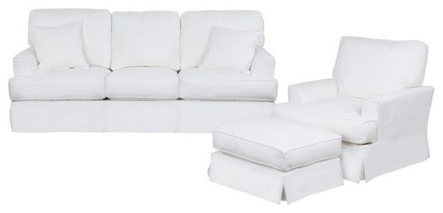 Sunset Trading Ariana 3-Piece Fabric Slipcovered Living Room Set In ... in Sunset Trading Ariana Stain Resistant Fabric Slipcovered Sleeper Sofa In White