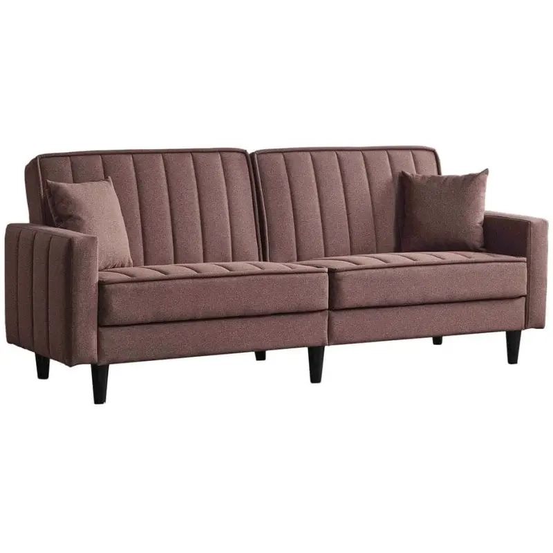 Taurus Collection Convertible 87 In. Brown Chenille 3-Seater Twing ... throughout The Versatile Coaster Brown Sleeper Sofa Transitional Chenille Explained