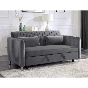 Tosha Loveseat Sleeper inside Transforming Your Living Room with a Jide Gray Velvet Polyester Sleeper Sofa