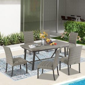 Ulax Furniture 7-Piece Aluminum Outdoor Dining Set, Wicker Dining ... within Creating an Inviting Outdoor Dining Space with Your GDF Studio Ashley Set