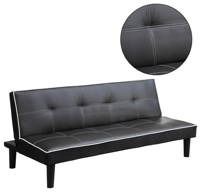 Upholstered Sofa Bed With Tufted, Black - Transitional - Sleeper Sofas ... in Upholstered Sofa Bed With Tufted, Black