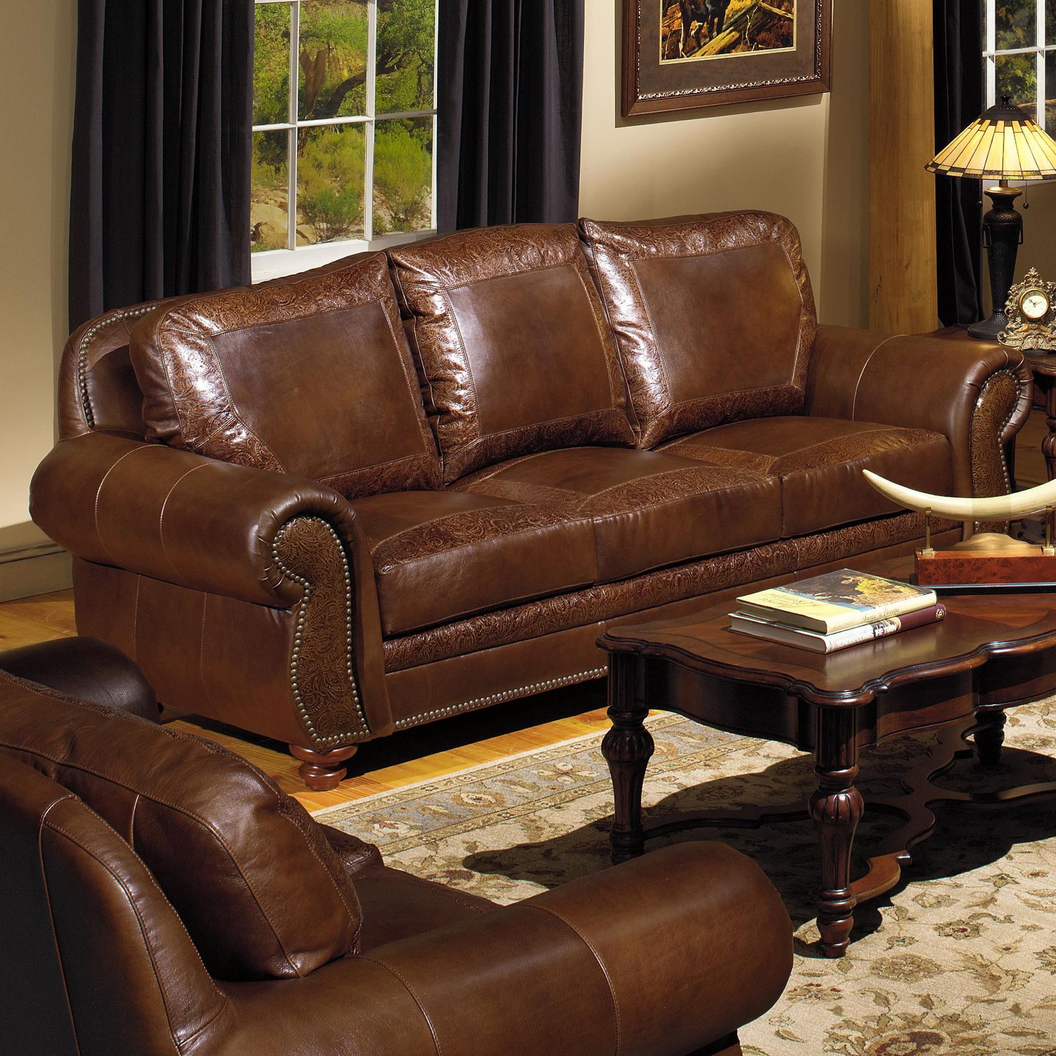 Usa Premium Leather 8555 Traditional Leather Sofa With Nailhead Trim ... intended for Sofa Bed, Blue, 36", Blue, 72