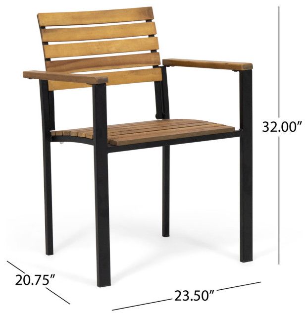 Veromca Outdoor 6 Seater Wood And Iron Dining Set - Transitional ... regarding A Guide to Caring for Your Veromca Outdoor Wood and Iron Dining Set