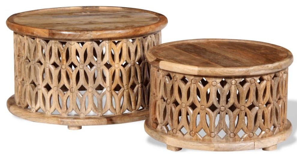 Vidaxl Coffee Table Set 2 Pieces Solid Mango Wood - Farmhouse - Coffee Tables - By Ami Ventures ... within A Deep Dive into the Natural Character of Mango Wood Coffee Tables