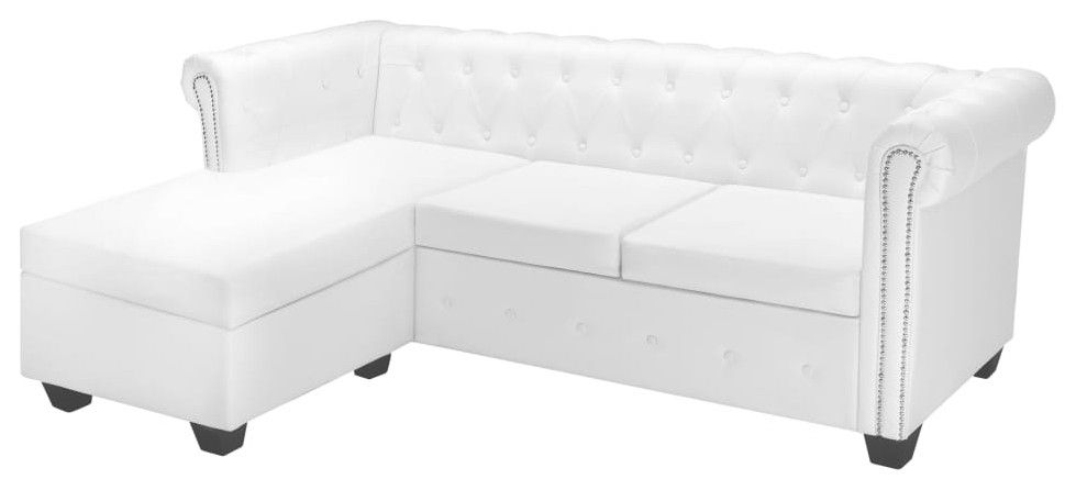 Vidaxl L-Shaped Chesterfield Sofa Artificial Leather White ... pertaining to Choosing the Right Sofa Bed Expert Insights on the Vidaxl Black and White Model