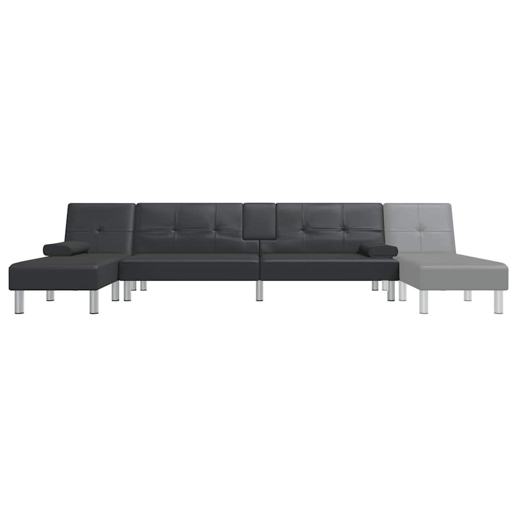 Vidaxl L-Shaped Sofa Bed Black 255X140X70 Cm Faux Leather | Vidaxl.com.au within Vidaxl L-Shaped Sofa Bed Artificial Leather Black And White