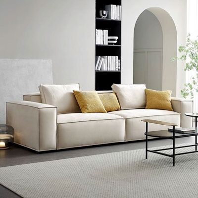 Voldemordo 94.49&amp;quot; Creamy White Technology Cloth Modular Sofa Cushion Couch Brown/White 27.56 X ... in Technology Cloth Sofa Bed, Corduroy Cream White 50Х37Х27&amp;quot;