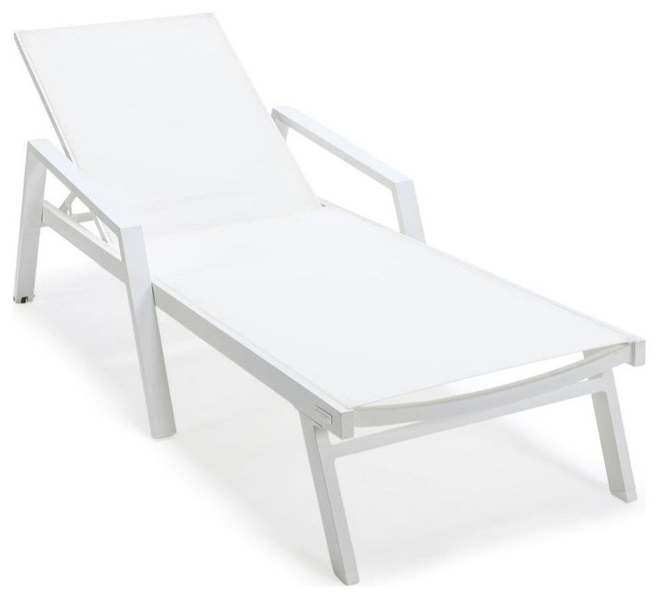 White Aluminum Outdoor Patio Chaise Lounge Chair With Arms ... intended for White Aluminum Outdoor Patio Chaise Lounge Chair With Arms