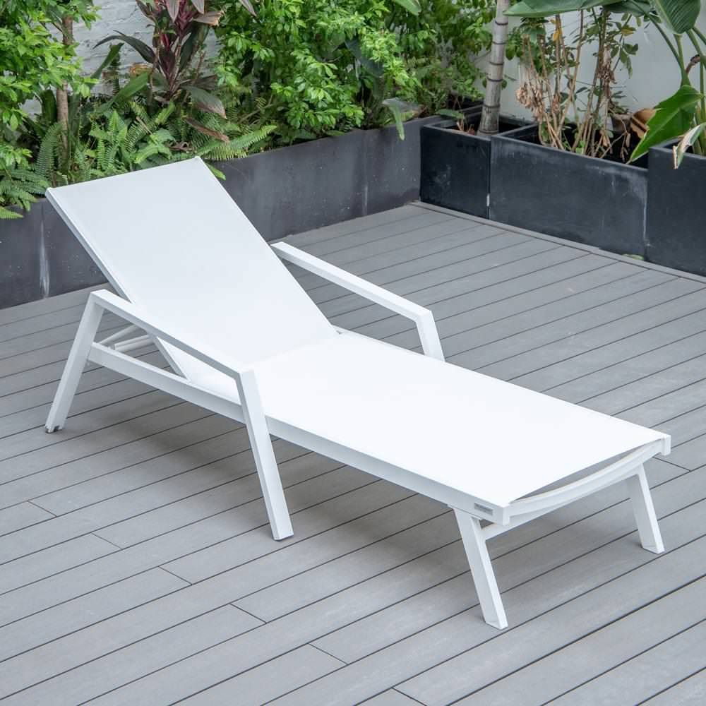 White Aluminum Outdoor Patio Chaise Lounge Chair With Arms ... with regard to Expert Tips for Maintaining Your White Aluminum Patio Chaise Lounge