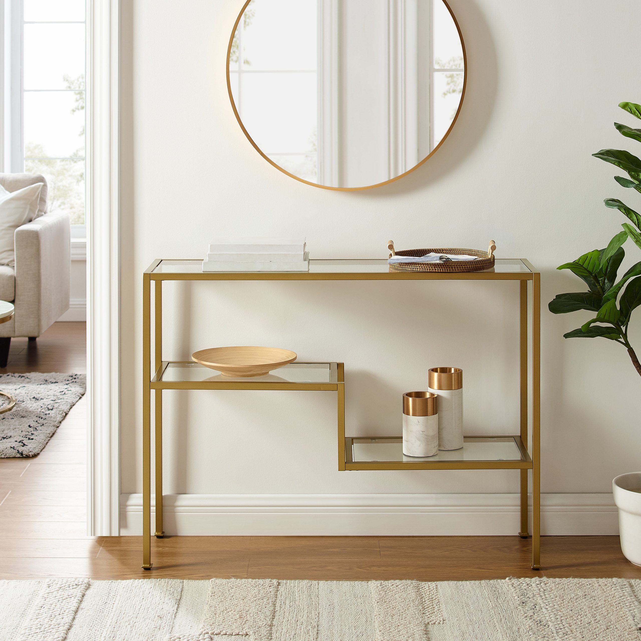 Willa Arlo™ Interiors Caigan 43'' Console Table & Reviews | Wayfair with regard to Practical Elegance A Look at the 43" Console Table's Storage Potential