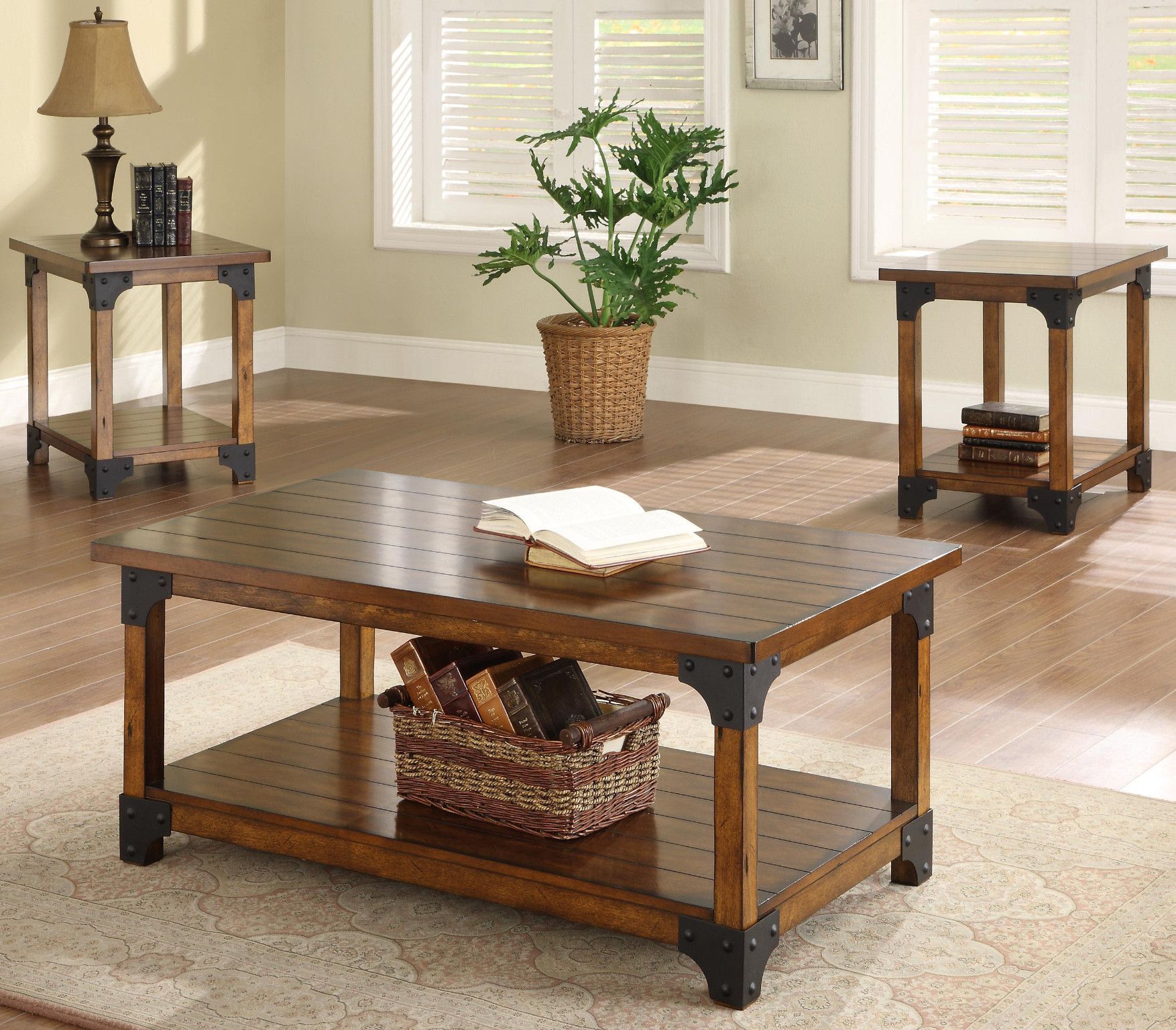 William 3 Piece Table Set Coffee And 2 End Tables $299.00 Coffee Table 46" X 26" X … | 3 Piece ... with regard to Transform Your Home Decor with a Chic Gold 3-Piece Table Ensemble