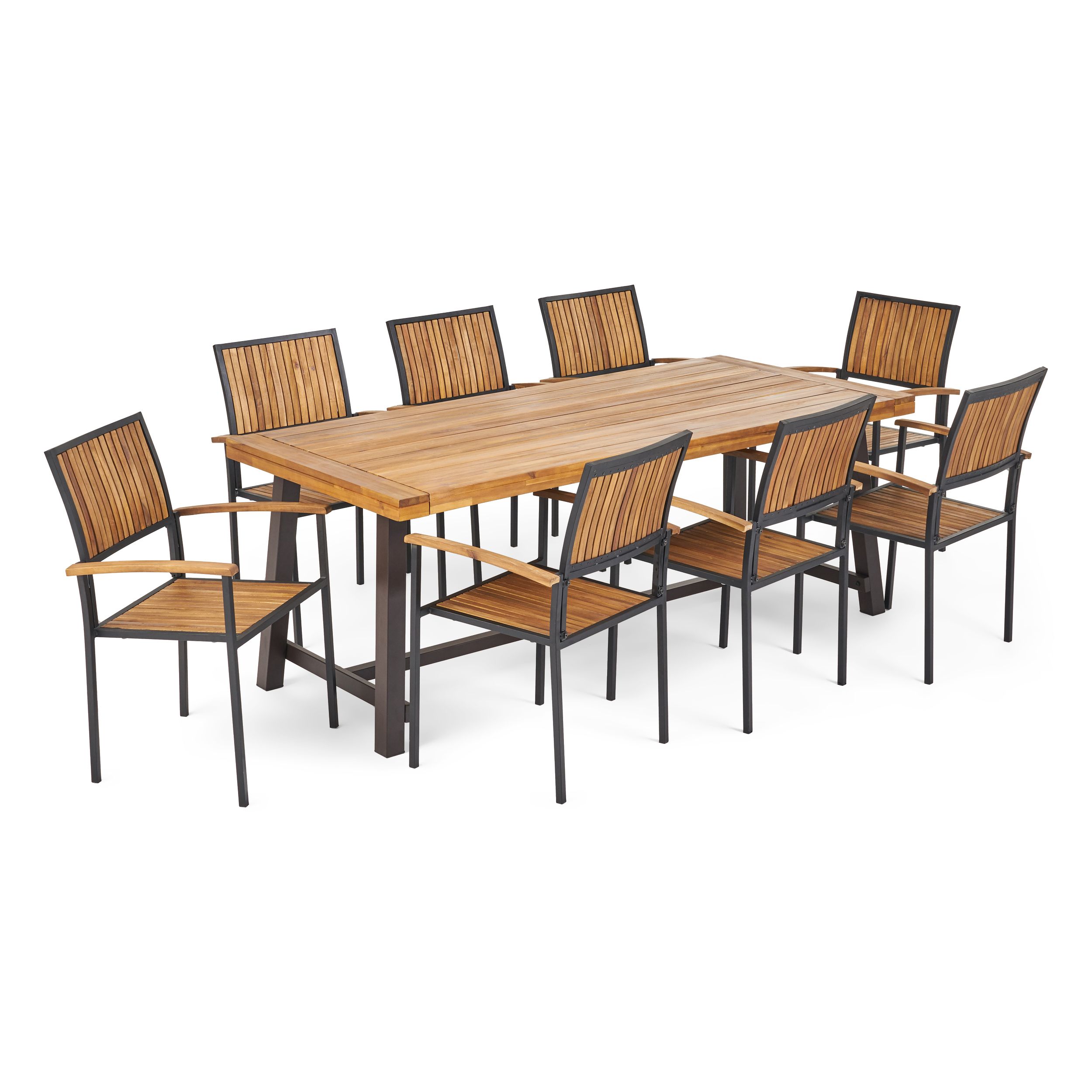 Zachary Outdoor 8 Seater Acacia Wood Dining Set, Teak - Walmart.com throughout Maximizing Your Outdoor Living Area with an 8 Seater Acacia Wood Dining Set