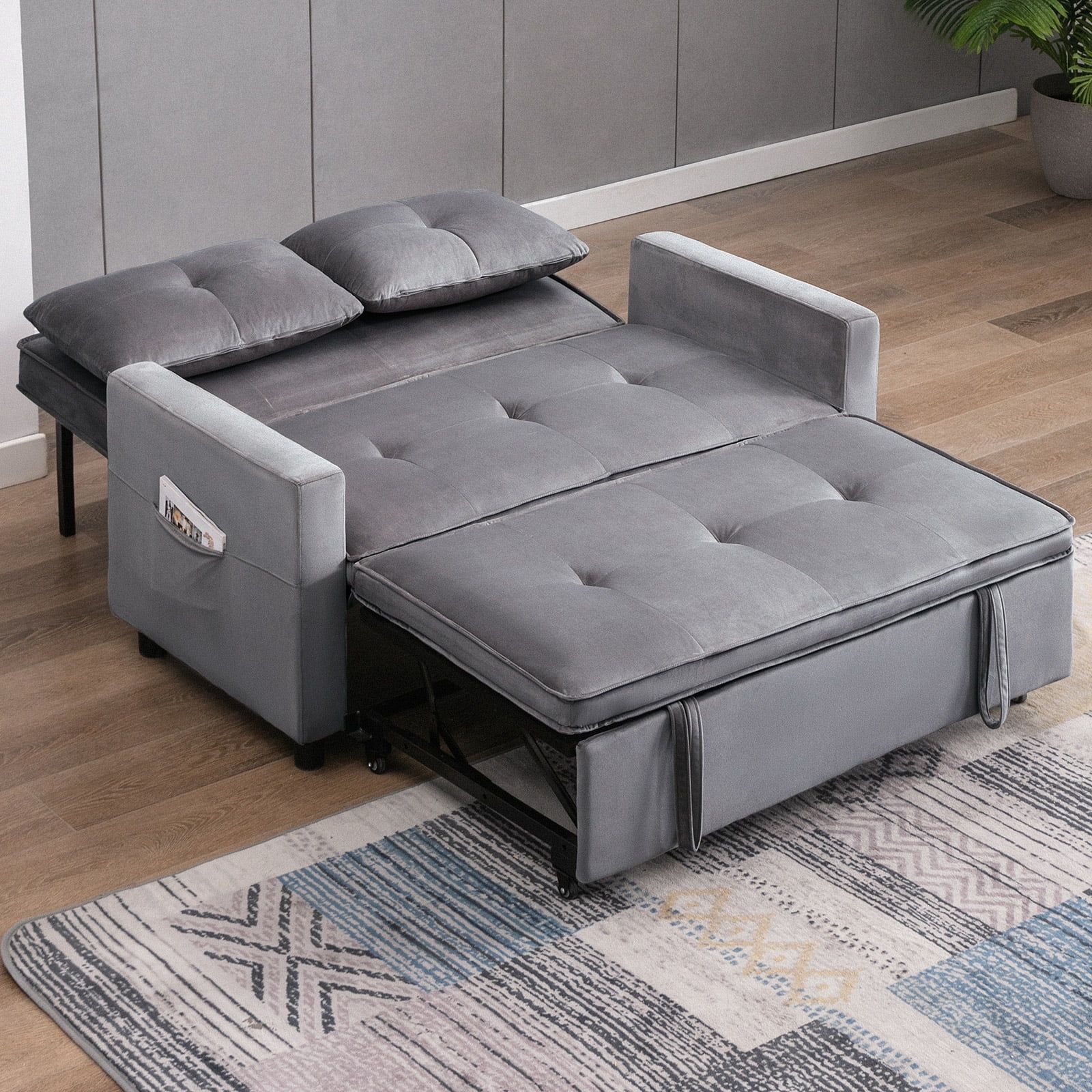 Zafly 2 Seater Foldable Loveseat, Pull Out Sofa Bed, Convertible Couch ... regarding Space-Saving Solutions Exploring the Gray Convertible Loveseat