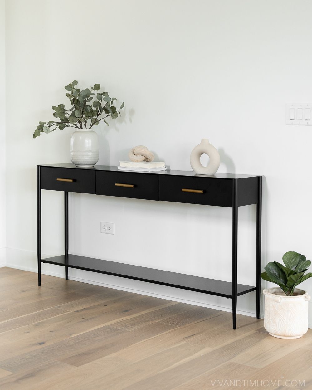 15 Black Console Tables For Every Design Style - Viv & Tim pertaining to Valentine 2 Drawer Console Table Black