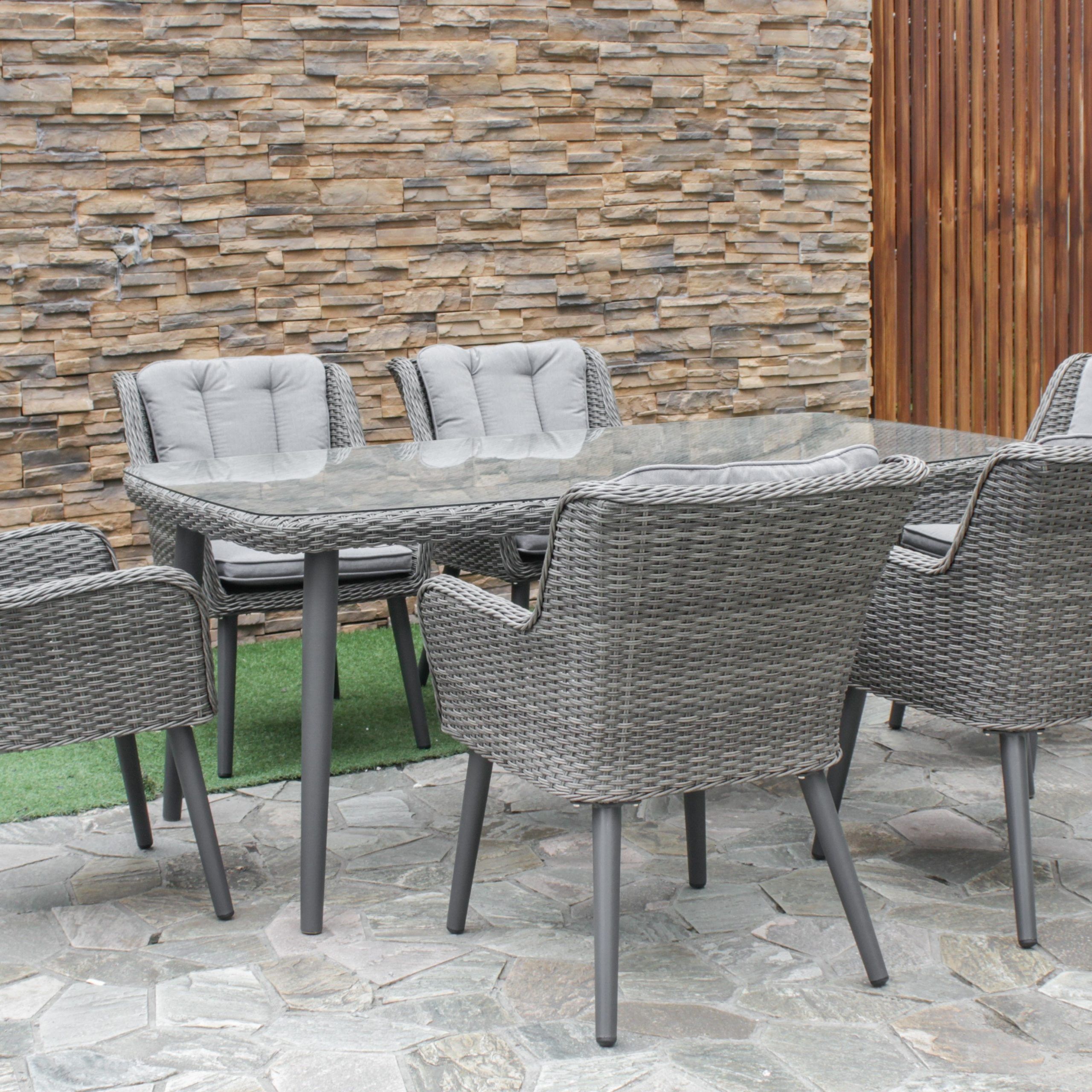15 Ideas Of Gray Wicker Rectangular Patio Dining Sets intended for Cassie 8 Seater Wood And Wicker Dining Set, Gray Finish, Gray