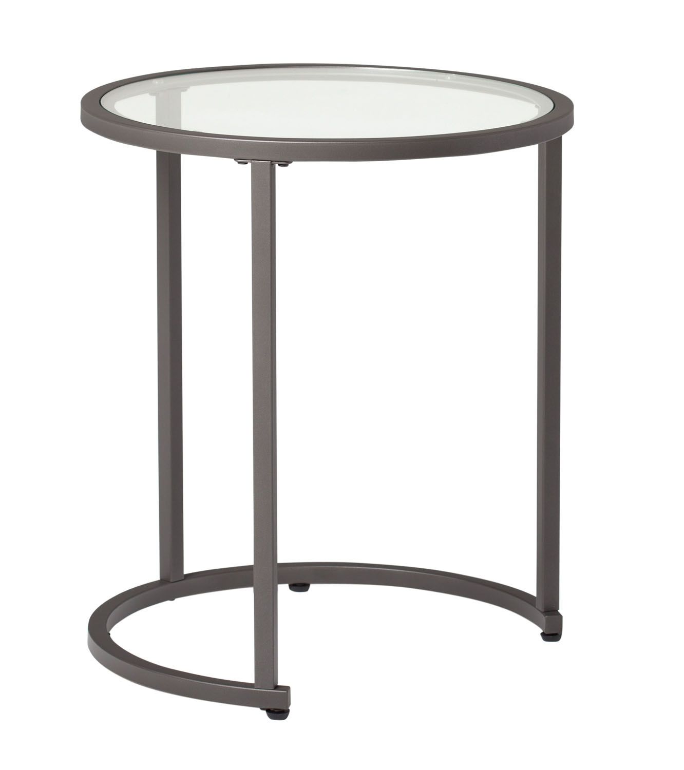 15 The Best Glass And Pewter Rectangular Desks within Camber Modern Glass Round Nesting Tables 20", Pewter