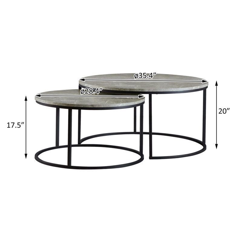 17 Stories Arabele Round 2 - Piece Nesting Coffee Table In Gray And ... within Understanding the Appeal of Reclaimed Oak and Gunmetal Coffee Table Sets