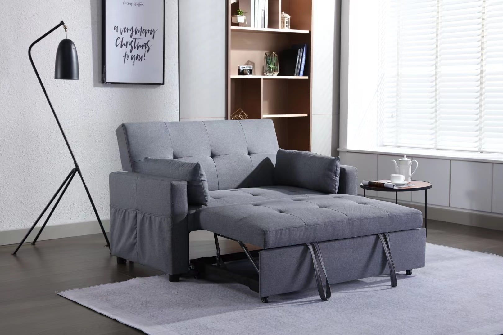 2 Seaters Slepper Sofa Bed.dark Grey Linen Fabric 3-In-1 Convertible ... within Exploring the functionality of Bowery Hill's convertible sleeper design